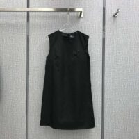 Prada Women Sleeveless Round-neck Re-Nylon Mini-Dress-Black (1)