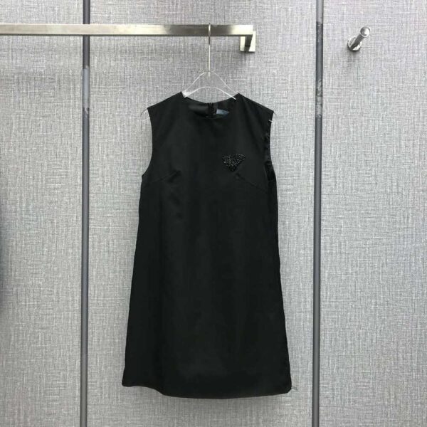 Prada Women Sleeveless Round-neck Re-Nylon Mini-Dress-Black (2)