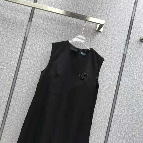 Prada Women Sleeveless Round-neck Re-Nylon Mini-Dress-Black (3)