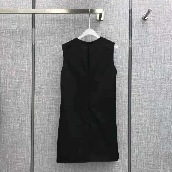 Prada Women Sleeveless Round-neck Re-Nylon Mini-Dress-Black (4)