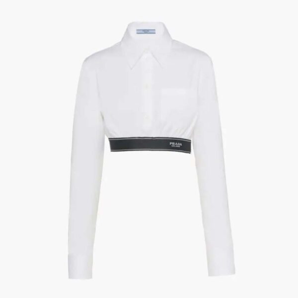 Prada Women Stretch Poplin Shirt with a Hybrid Design Reinvents (1)