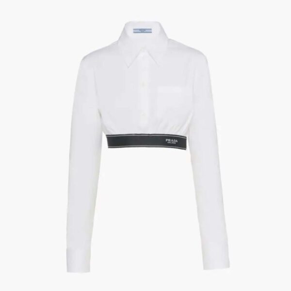 Prada Women Stretch Poplin Shirt with a Hybrid Design Reinvents (1)