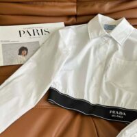Prada Women Stretch Poplin Shirt with a Hybrid Design Reinvents (1)