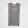 Prada Women Studded Chiffon and Jersey T-shirt-White