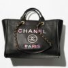 Chanel Women CC Large Shopping Bag Calfskin Aged Gold-Tone Metal Black