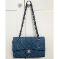 Chanel Women Small Flap Bag Printed Denim Gold-Tone Metal Blue (1)