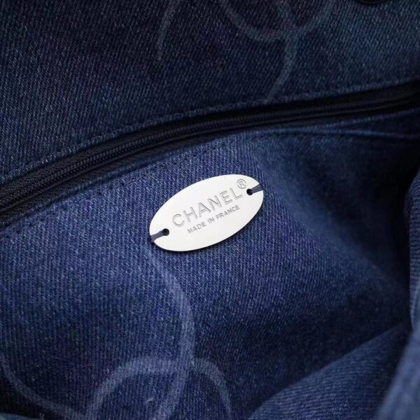 Chanel Women Small Flap Bag Printed Denim Gold-Tone Metal Blue (7)