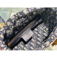 Dior Unisex CD Mini Lady Dior Bag Natural Wicker Blue Dior Oblique Jacquard (5)