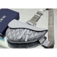 Dior Unisex CD Saddle Bag Gray CD Diamond Canvas Smooth Calfskin (6)