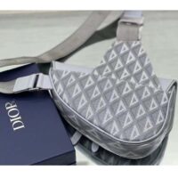 Dior Unisex CD Saddle Bag Gray CD Diamond Canvas Smooth Calfskin (6)