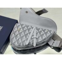 Dior Unisex CD Saddle Bag Gray CD Diamond Canvas Smooth Calfskin (6)