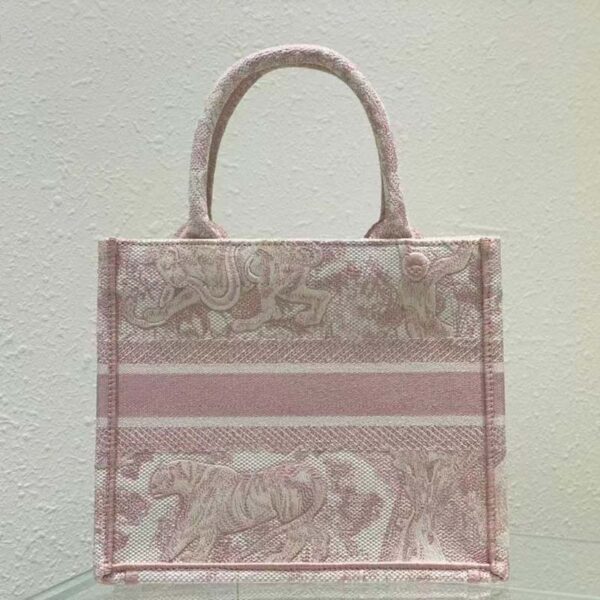 Dior Unisex CD Small Book Tote Fluorescent Pink Toile De Jouy Transparent Canvas (2)