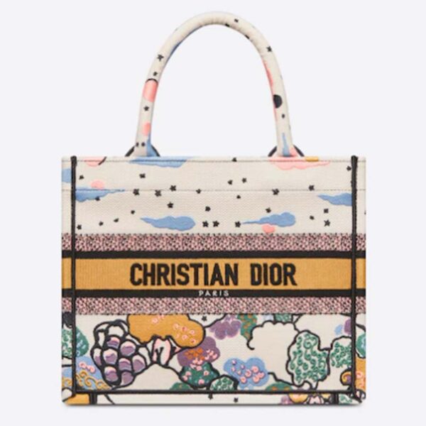 Dior Unisex CD Small Dior Book Tote Latte Dior Ciel De Rêve Embroidery (3)