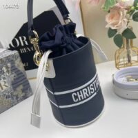 Dior Unisex CD Small Dior Vibe Bucket Bag Blue Navy Smooth Calfskin (4)