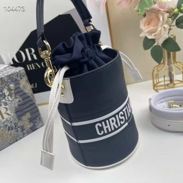 Dior Unisex CD Small Dior Vibe Bucket Bag Blue Navy Smooth Calfskin (1)