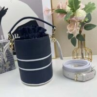 Dior Unisex CD Small Dior Vibe Bucket Bag Blue Navy Smooth Calfskin (4)