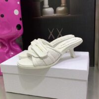 Dior Women CD Dio(r) Evolution Heeled Slide White Quilted Cannage Calfskin 8 cm Heel (8)