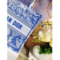 Dior Women CD Medium Book Tote Fluorescent Blue Toile De Jouy Reverse Embroidery (8)