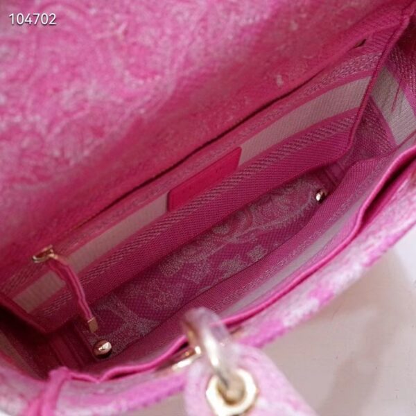 Dior Women CD Medium Lady D-Lite Bag Fluorescent Orange Toile De Jouy Reverse Embroidery (2)