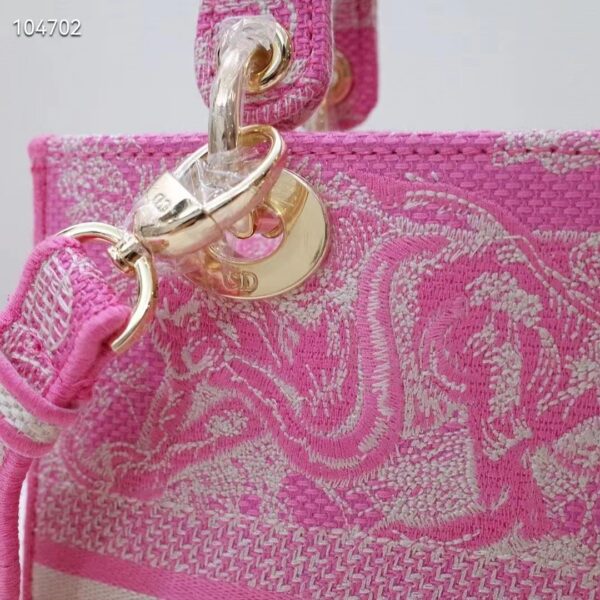 Dior Women CD Medium Lady D-Lite Bag Fluorescent Orange Toile De Jouy Reverse Embroidery (3)