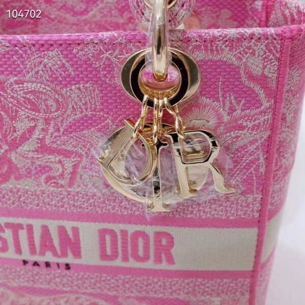 Dior Women CD Medium Lady D-Lite Bag Fluorescent Orange Toile De Jouy Reverse Embroidery (7)