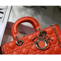 Dior Women Lady D-Joy Bag Bright Orange Cannage Lambskin (1)