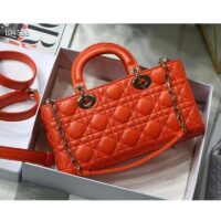 Dior Women Lady D-Joy Bag Bright Orange Cannage Lambskin (1)