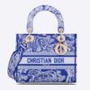 Dior Women Medium Lady D-Lite Bag Fluorescent Blue Toile De Jouy Reverse Embroidery