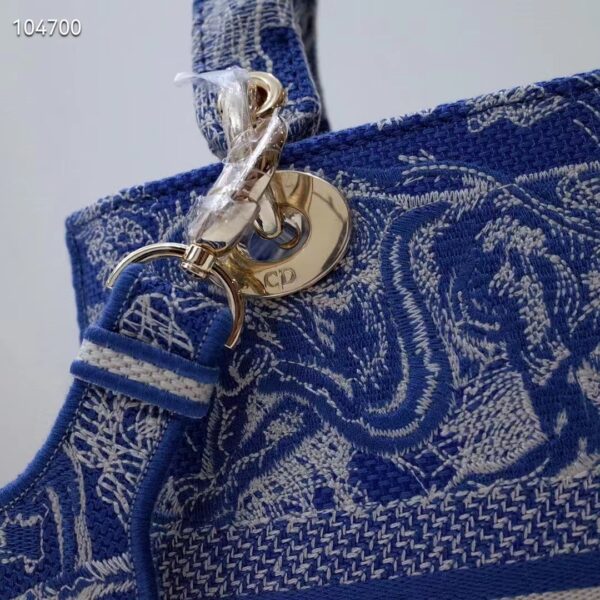 Dior Women Medium Lady D-Lite Bag Fluorescent Blue Toile De Jouy Reverse Embroidery (6)