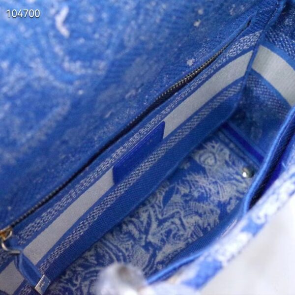 Dior Women Medium Lady D-Lite Bag Fluorescent Blue Toile De Jouy Reverse Embroidery (7)