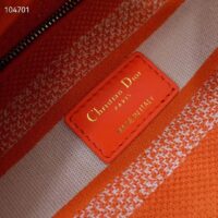 Dior Women Medium Lady D-Lite Bag Fluorescent Orange Toile De Jouy Reverse Embroidery (6)