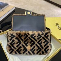 Fendi Women FF Baguette Brown Sheepskin Sheep Fur Calfskin Bag (16)