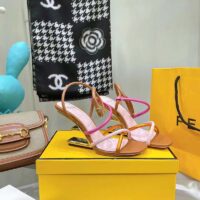 Fendi Women FF First Pink Nappa Leather High-Heeled Sandals 9.5 cm Heel (8)