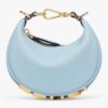 Fendi Women FF Nano Fendigraphy Light Blue Leather Charm