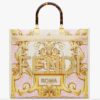 Fendi Women Fendi Sunshine Medium Fendace Printed FF White Leather Shopper