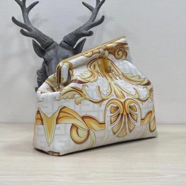 Fendi Women First Medium Fendace White Yellow Printed Silk Bag (1)