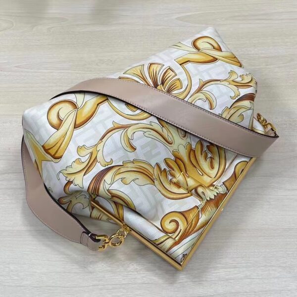 Fendi Women First Medium Fendace White Yellow Printed Silk Bag (4)