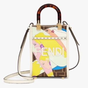 Fendi Women Mini Sunshine Shopper FF Printed Fabric Mini Bag