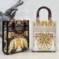 Fendi Women Mini Sunshine Shopper Fendace Printed White FF Leather Mini Bag (3)