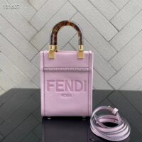 Fendi Women Mini Sunshine Shopper Lilac Leather Mini Bag (10)