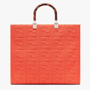 Fendi Women Sunshine Medium Red FF Fabric Shopper