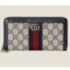 Gucci Unisex GG Ophidia GG Zip Around Wallet Beige Blue GG Supreme Canvas