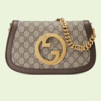 Gucci Women GG Blondie Shoulder Bag Beige Ebony GG Supreme Canvas