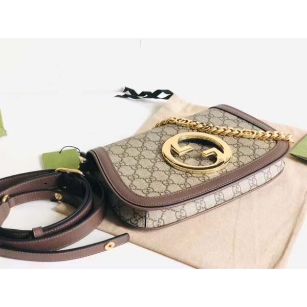 Gucci Women GG Blondie Shoulder Bag Beige Ebony GG Supreme Canvas (6)