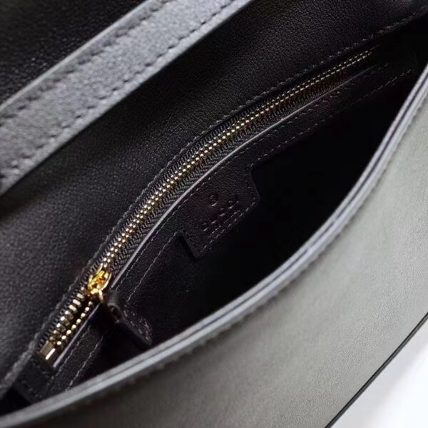 Gucci Women GG Blondie Shoulder Bag Black Leather Round Interlocking G (6)
