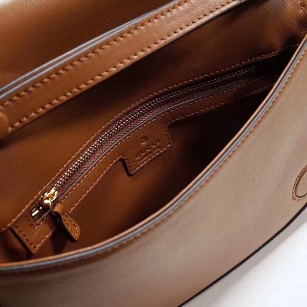 Gucci Women GG Blondie Shoulder Bag Brown Leather Round Interlocking G (1)