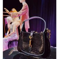 Gucci Women GG Jackie 1961 Lizard Mini Bag Black Lizard Gold-Toned Hardware (11)