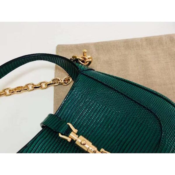 Gucci Women GG Jackie 1961 Lizard Mini Bag Vintage Green Gold-Toned Hardware (1)