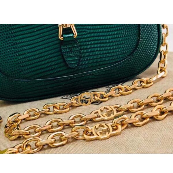 Gucci Women GG Jackie 1961 Lizard Mini Bag Vintage Green Gold-Toned Hardware (4)