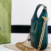 Gucci Women GG Jackie 1961 Lizard Mini Bag Vintage Green Gold-Toned Hardware (5)